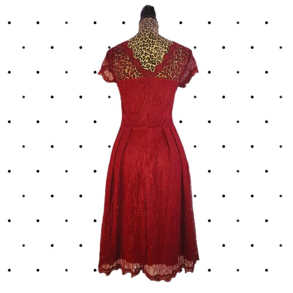 OWIN Red wine lace dress SIZE M - Picture 5 of 6